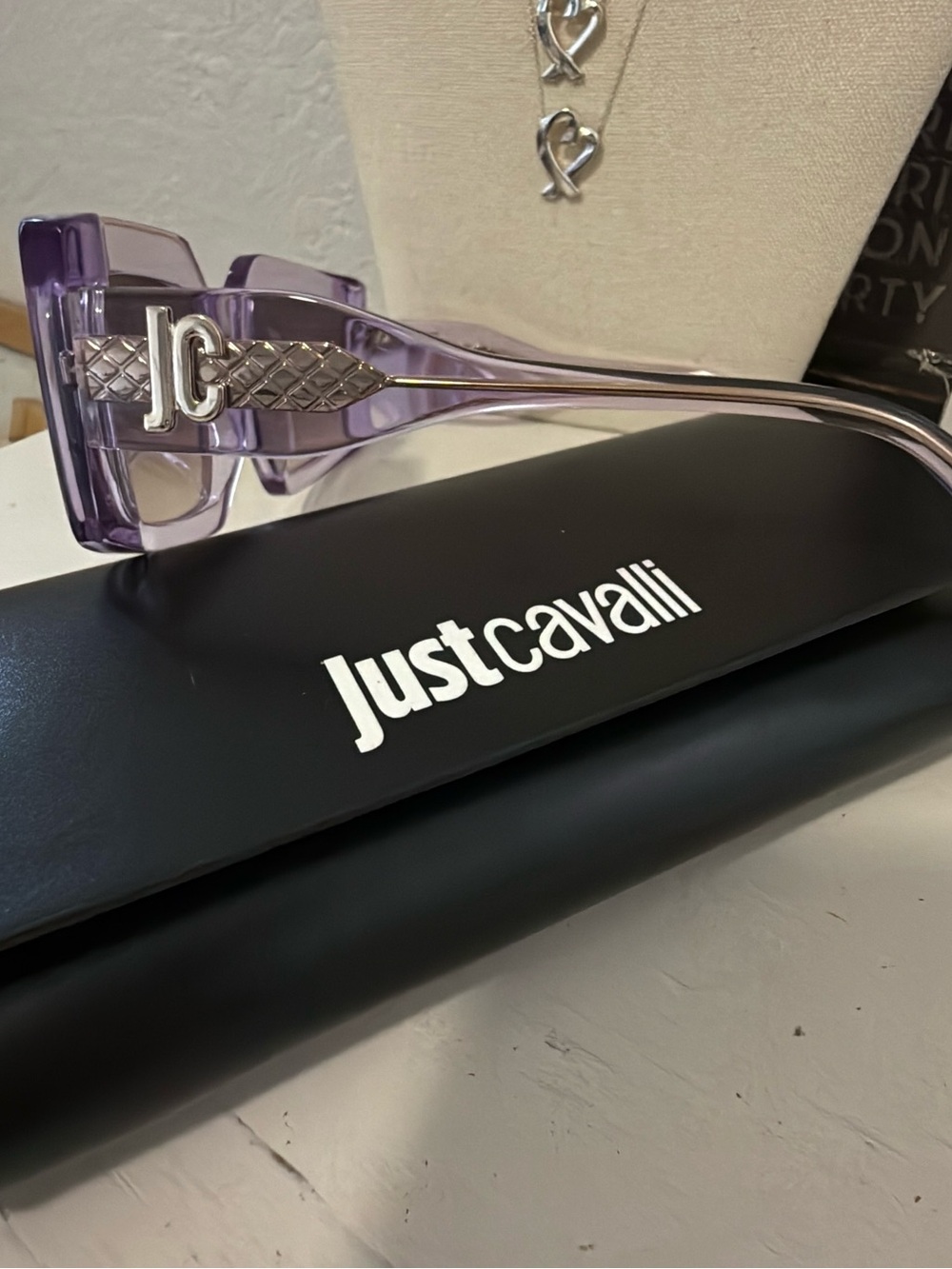 Just Cavalli SJC020 sunglasses in transparent violet brand new with case - Picture 3 of 8